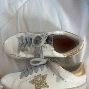 Golden Goose duppppee White and Gold Star Sneakers